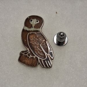 Vintage 1980s Mafco- Enamel Lapel Tie Hat Badge Pin - Owl